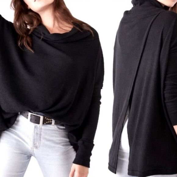 Free People Juicy Long Sleeve Waffle Weave Split Back top versatile, slimming - Picture 5 of 5